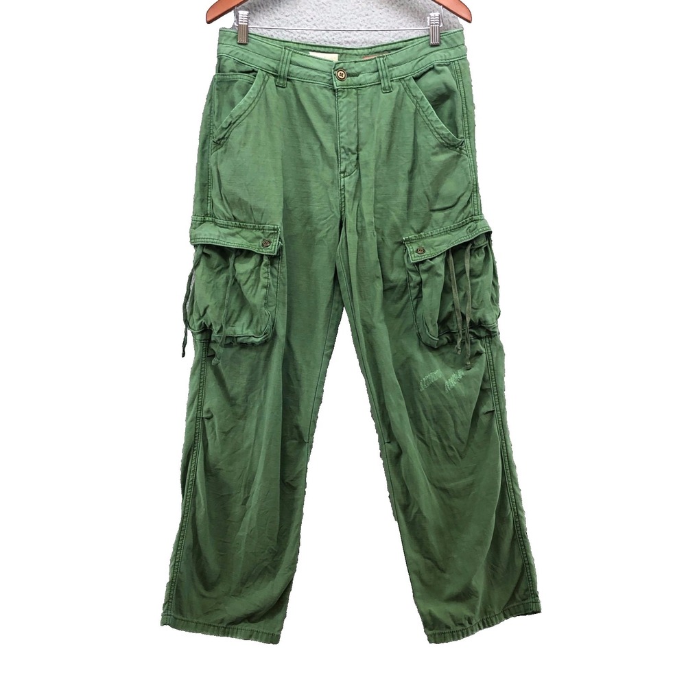 Pilcro Cargo Pants Womens 28 6 Green Straight Leg High Rise Utility Streetwear